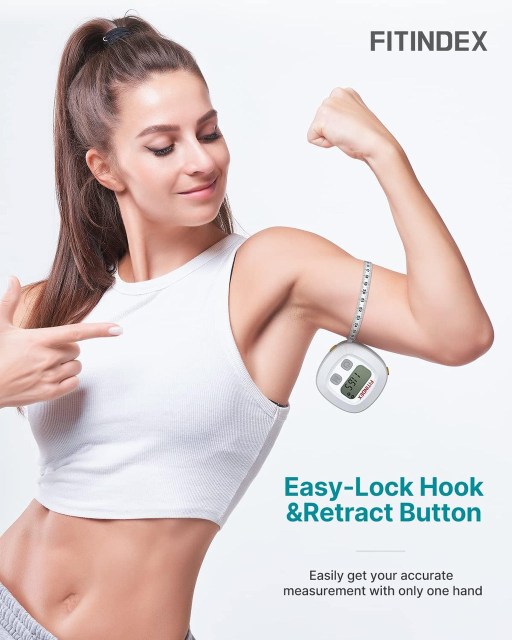Fitindex Retractable Smart Measuring Tape with LED Display for Body Measurements

