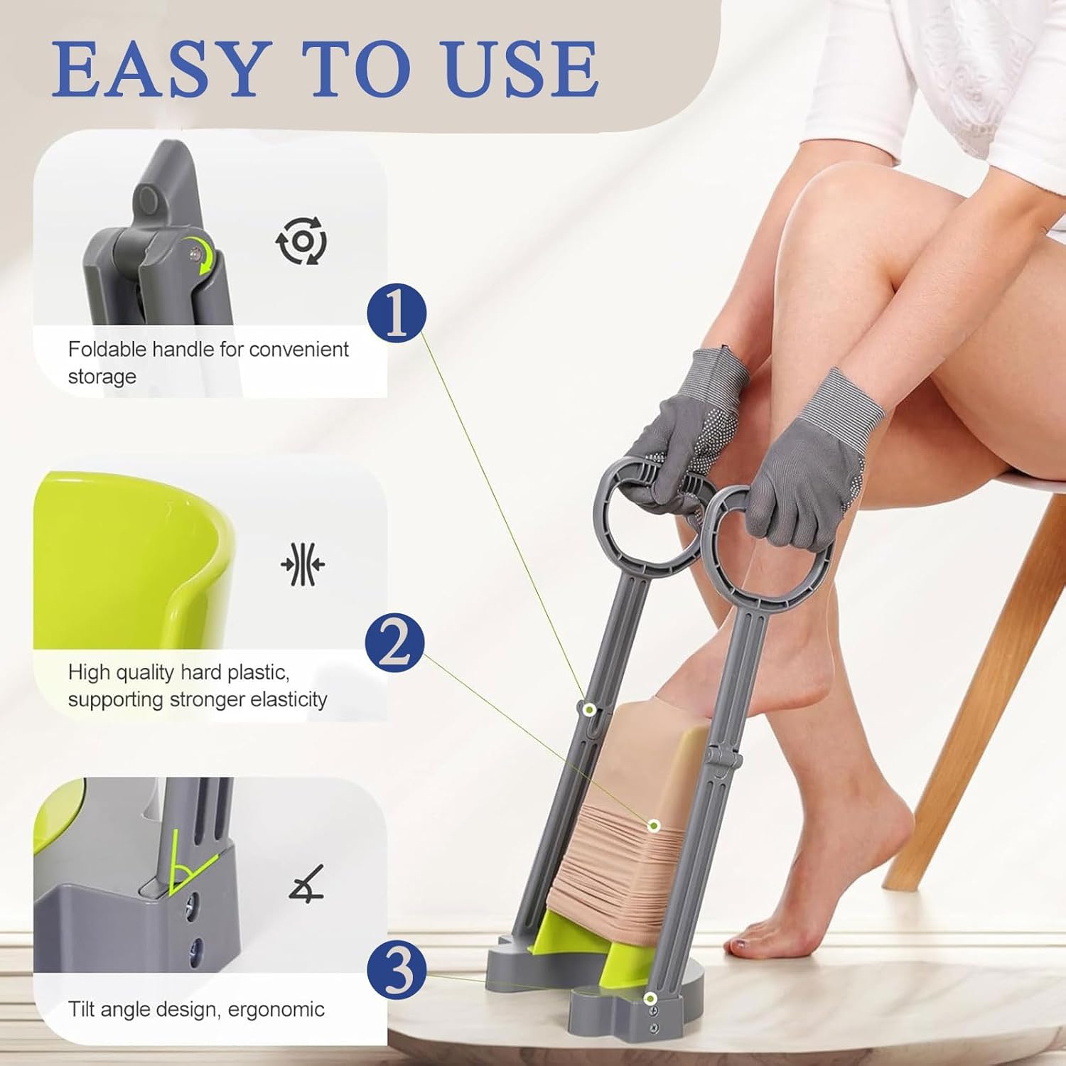 Compression Sock Aid Device for Easy Donning of Socks and Stockings

