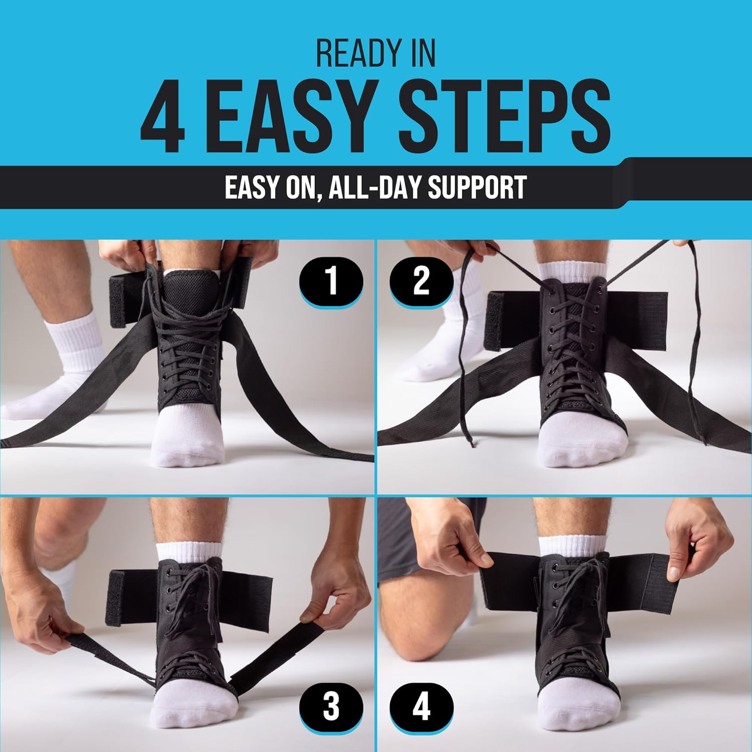 Z ATHLETICS Lace-Up Ankle Brace for Men and Women, Adjustable Support

