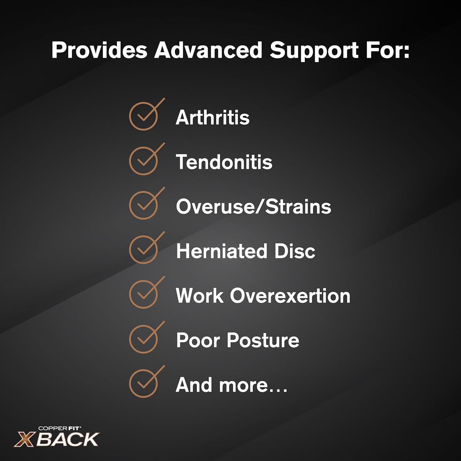 Copper Fit X-Back Adjustable Lumbar Support Brace for Lower Back Pain, Unisex

