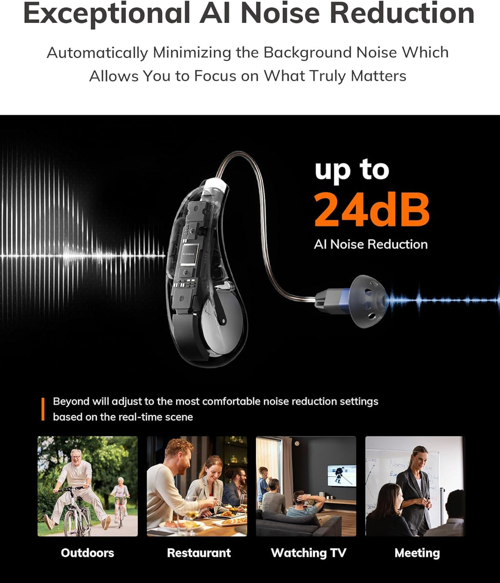 ELEHEAR-Beyond OTC Hearing Aids, AI Speech Enhancement, Bluetooth 5.3, Rechargeable

