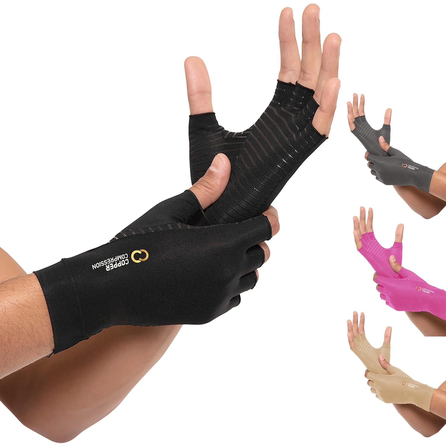 Copper Compression Arthritis Gloves Fingerless Compression Carpal Tunnel Relief


