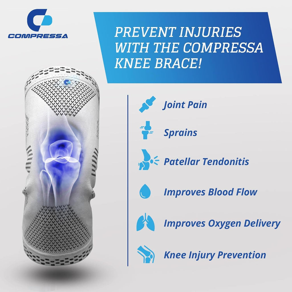 Compressa Knee Sleeve for Men and Women Non-Slip Compression Support

