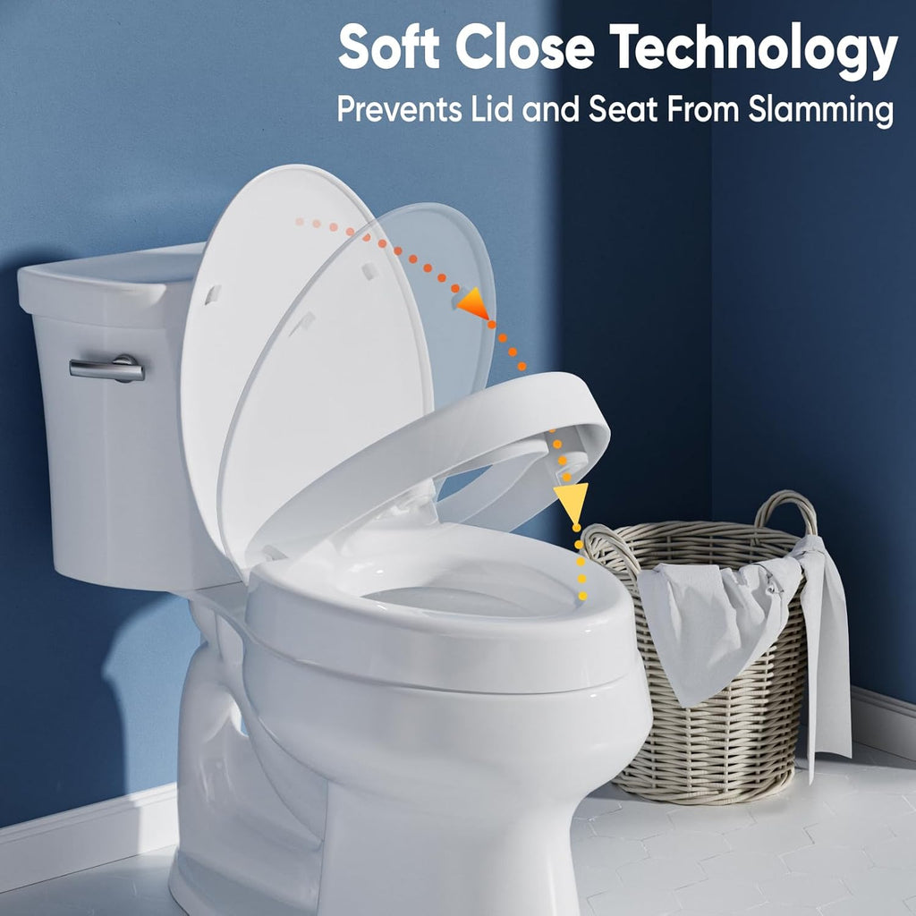 SAMODRA Raised Toilet Seat Riser, 3 Inch High Elevated Toilet Seat, Soft Close

