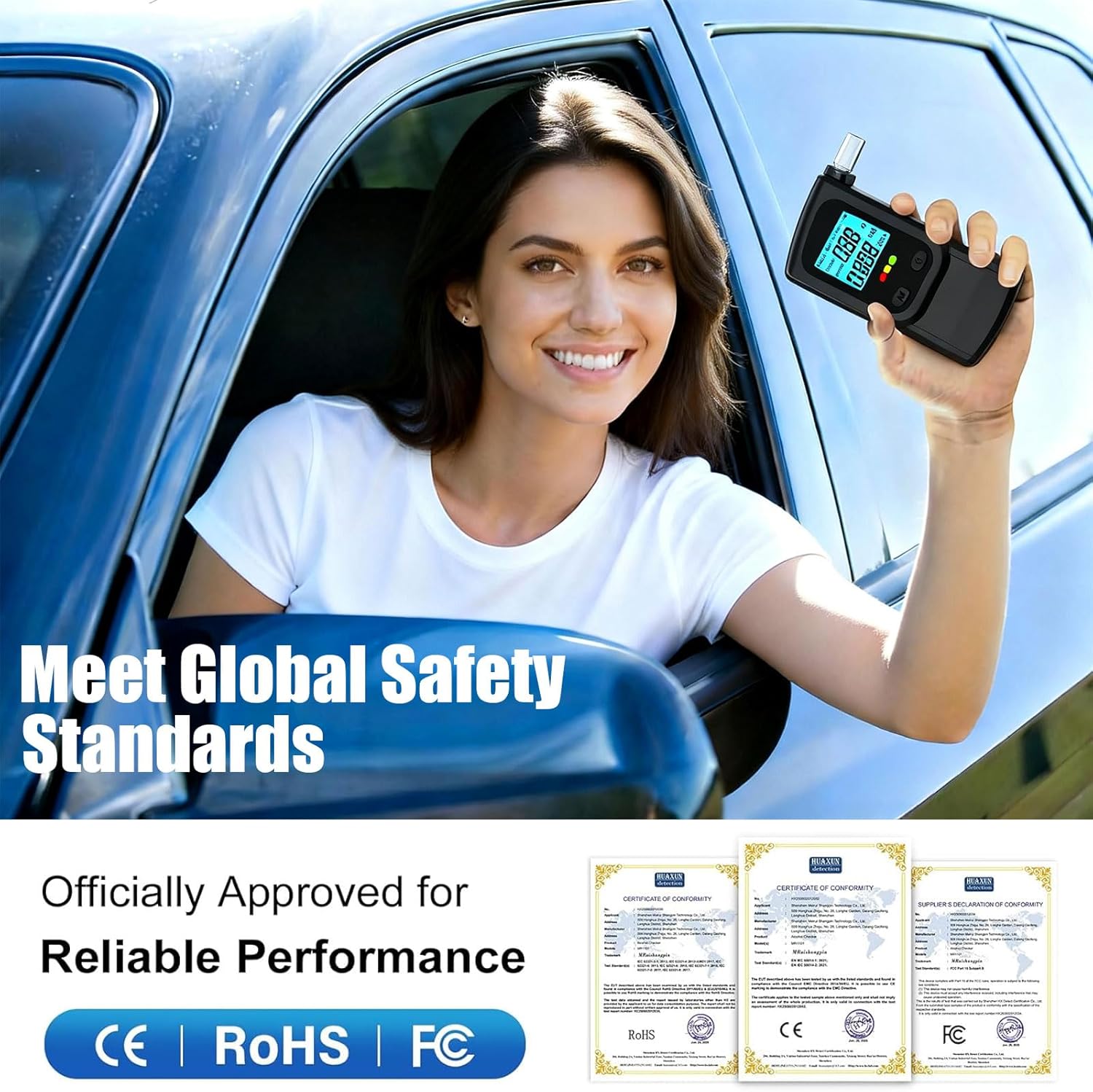 Breathalyzer LCD Digital Alcohol Tester with Replaceable Mouthpieces

