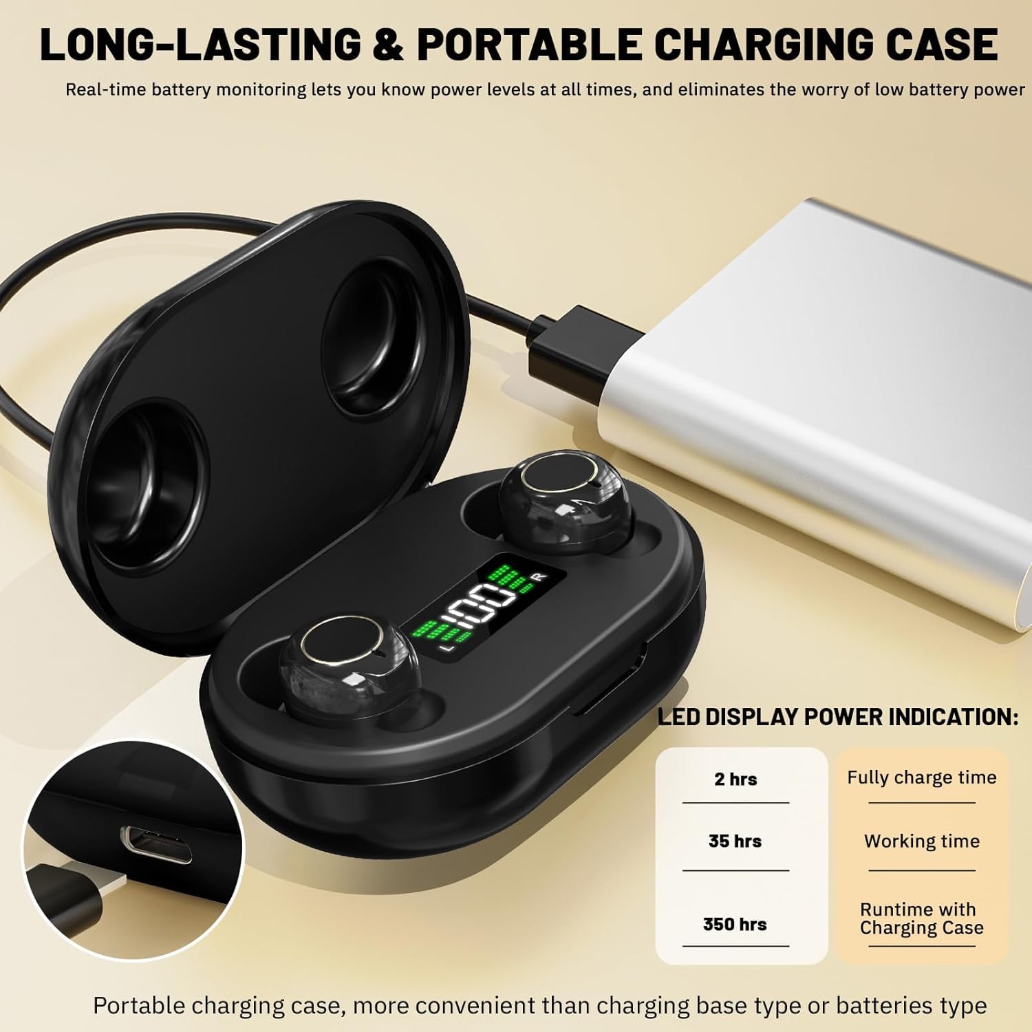 OTC Rechargeable Hearing Aids for Seniors, 30h, 3 Modes, LCD Power Display

