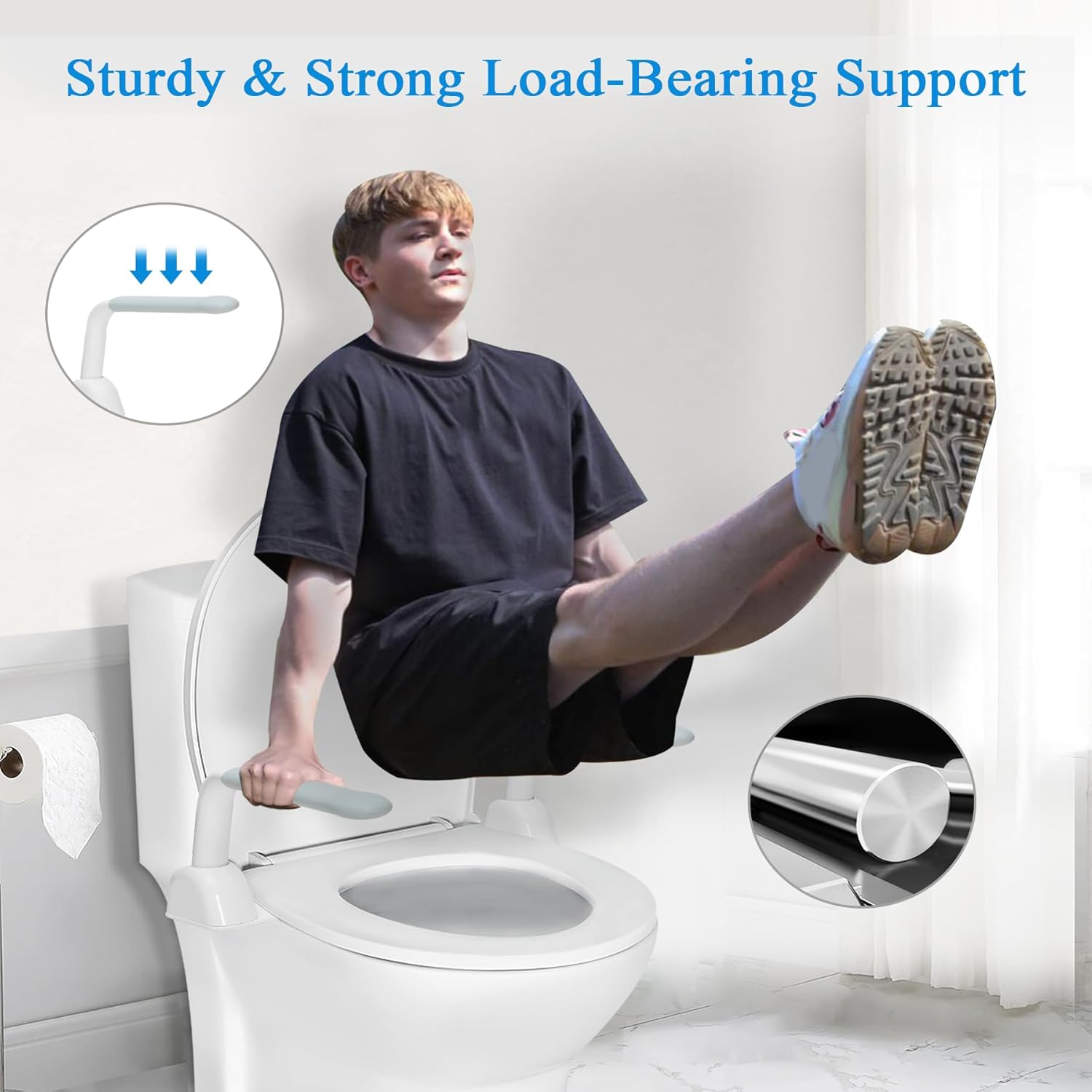 Toilet Safety Rails for Seniors, Sturdy Handicap Toilet Safety Frame, Seat Handles

