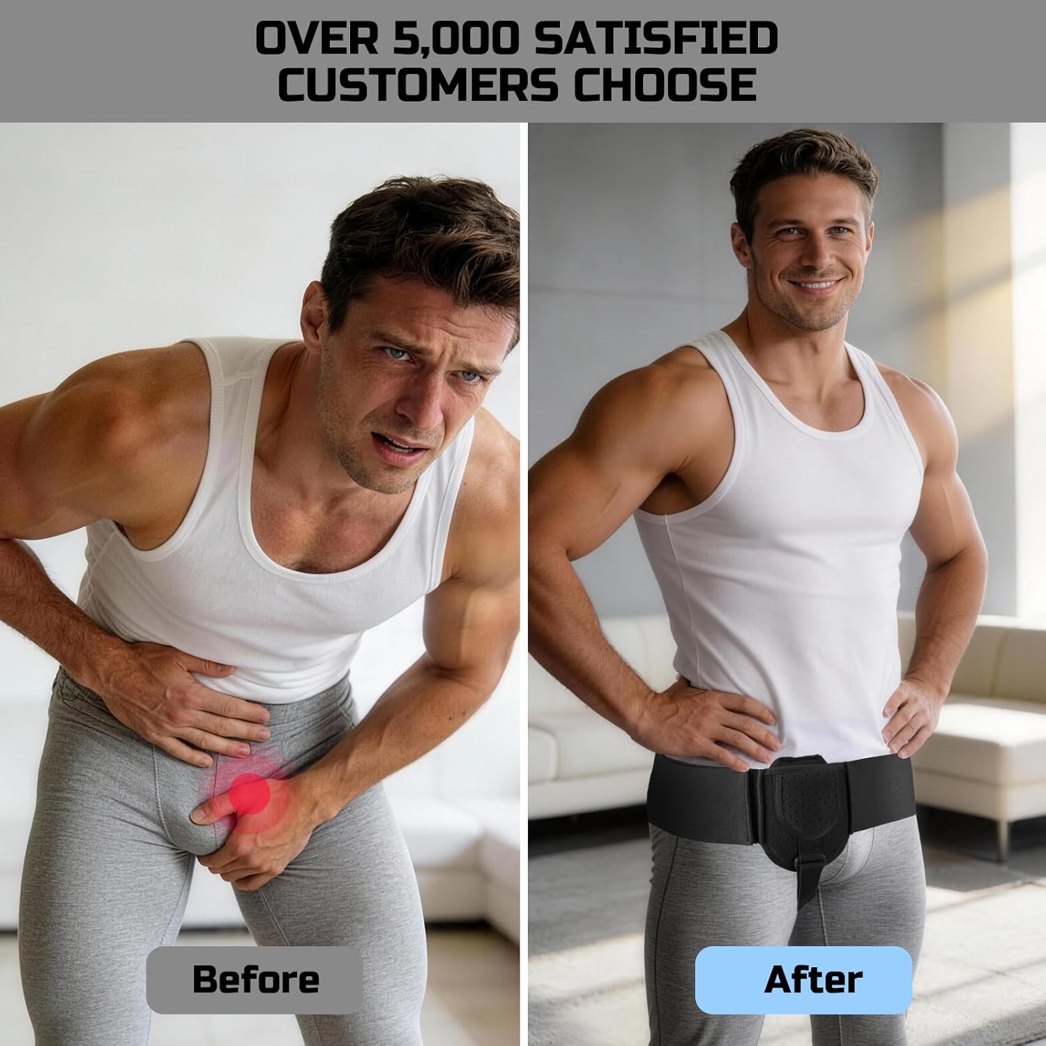 Adjustable Inguinal Hernia Belt for Men & Women, Compression Hernia Support

