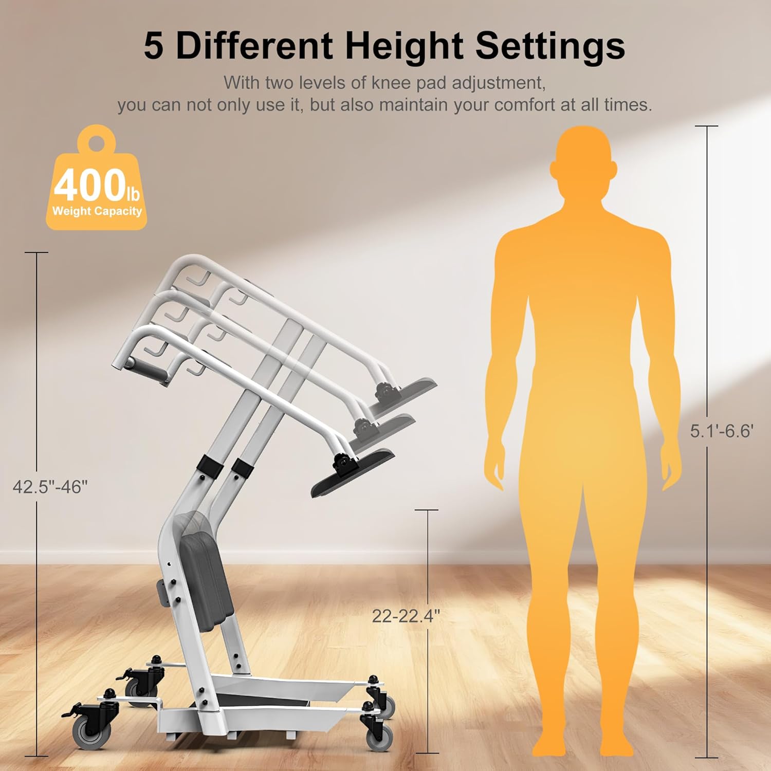 WHLICKS Stand Assist Lift Chair Sit-to-Stand Patient Transfer Mobility Aid, 5 Heights

