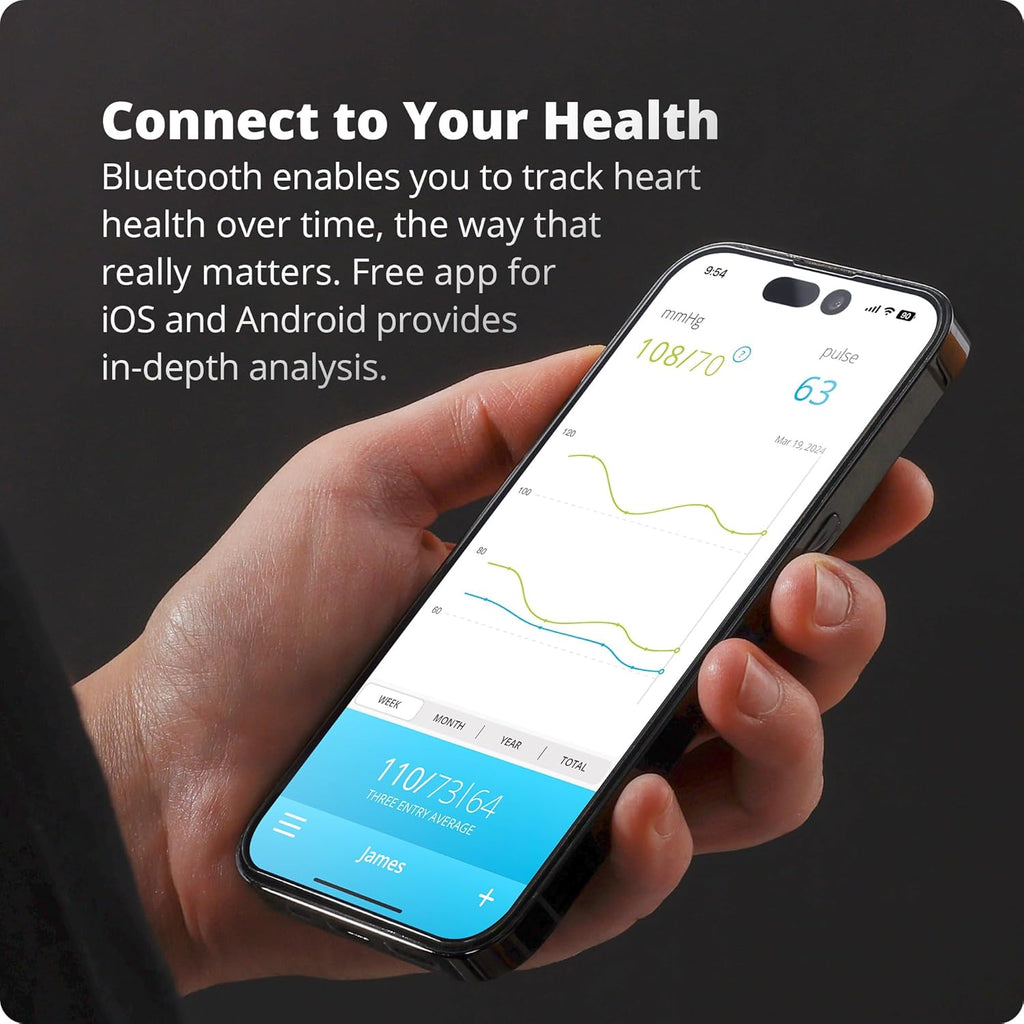 Greater Goods Bluetooth Upper Arm Blood Pressure Monitor with App and Rechargeable Cuff

