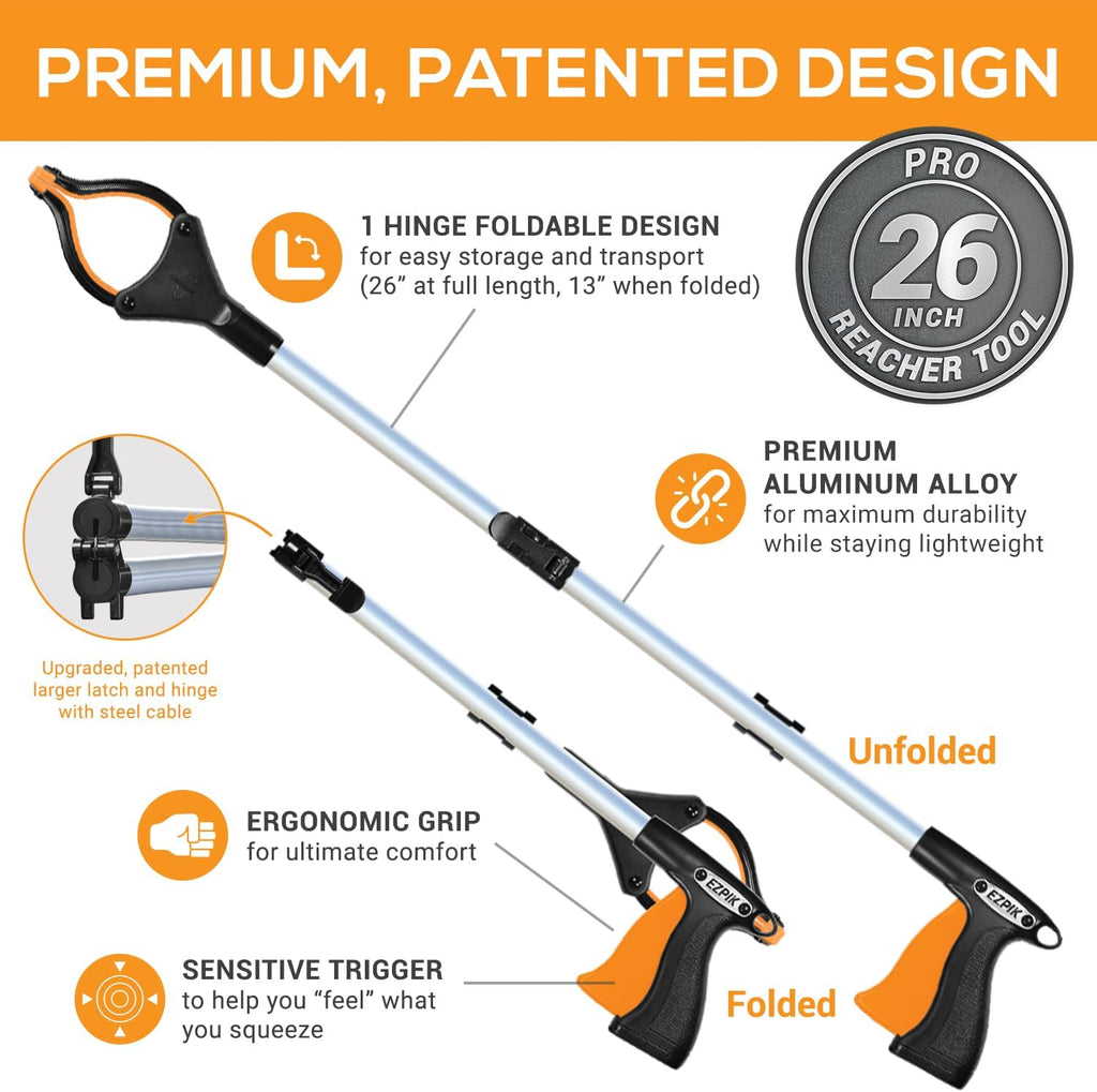 EZPIK Pro Foldable Grabber Reacher Tool for Seniors, Pickup Trash Picker

