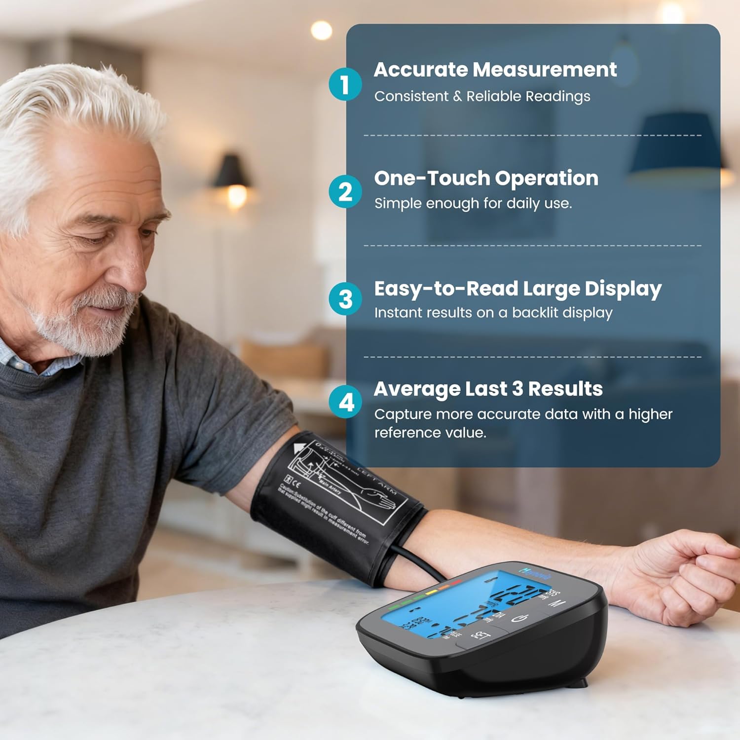 Automatic Upper Arm Blood Pressure Monitor with Backlit LCD and Irregular Heartbeat

