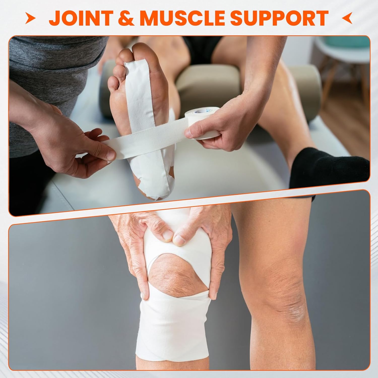 Athletic Sports Tape, White Cotton Non-Elastic Wrist and Ankle Support

