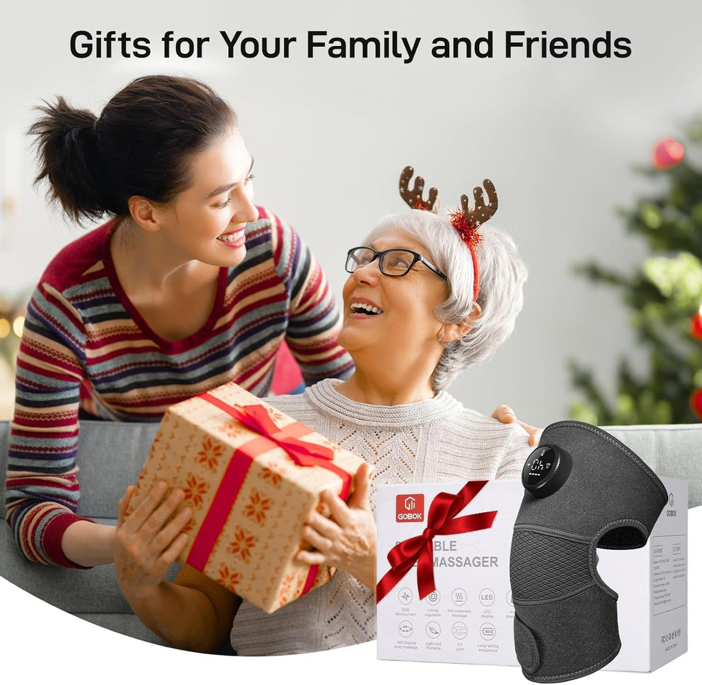 GOBOK Cordless Knee Massager with Heat, 5 Levels, Type-C Rechargeable

