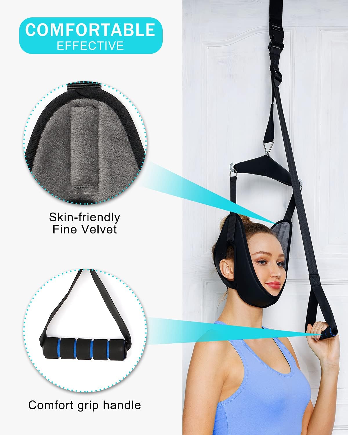 comness Cervical Neck Traction Device Over Door Portable Neck Stretcher Hammock

