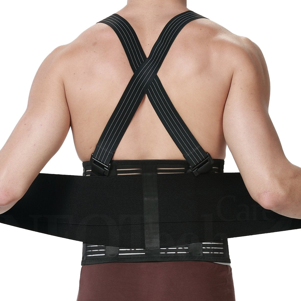 NeoTech Care Back Brace with Suspenders for Work, Lumbar Support Elastic Compression

