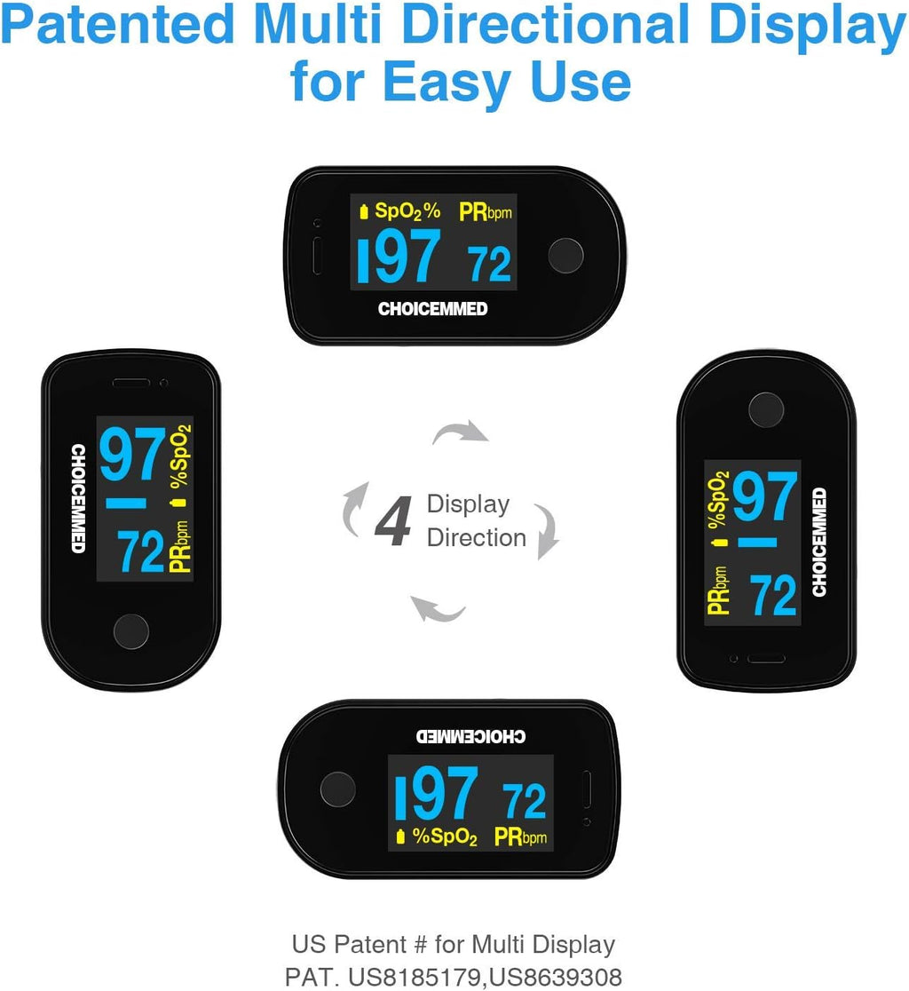ChoiceMMed Dual Color OLED Finger Pulse Oximeter, SpO2 and Pulse Monitor

