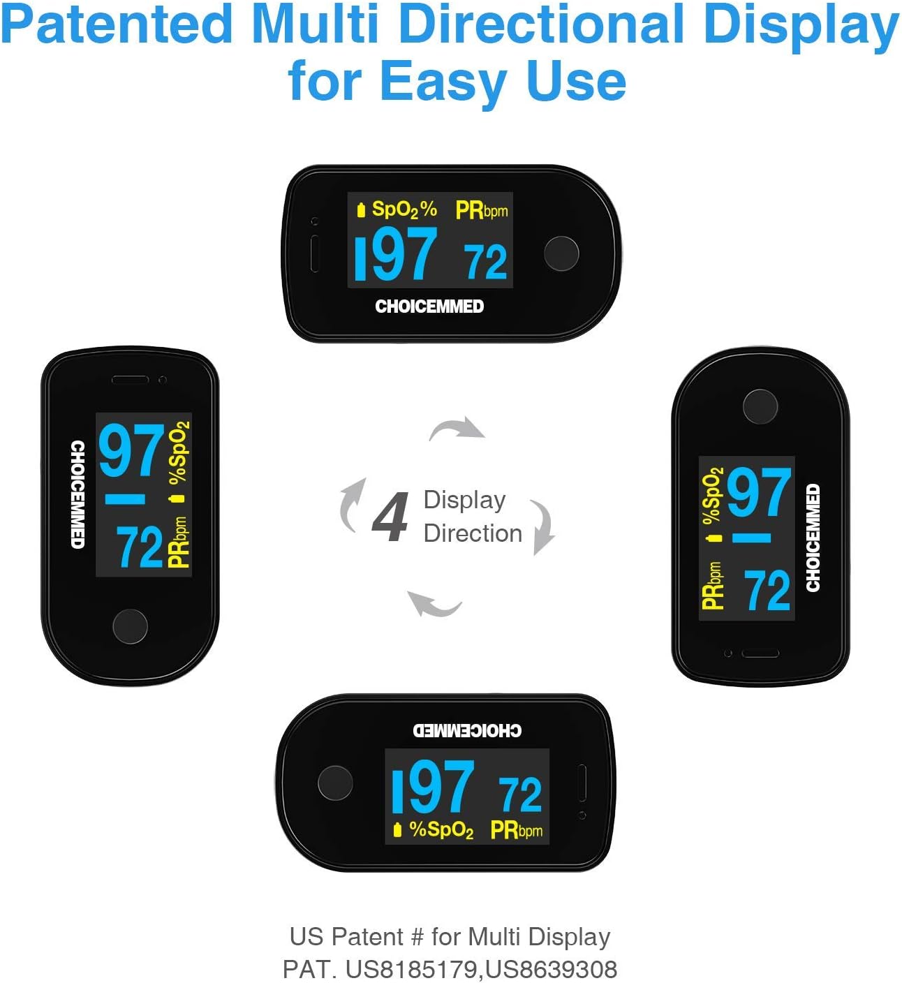 ChoiceMMed Dual Color OLED Finger Pulse Oximeter, SpO2 and Pulse Monitor

