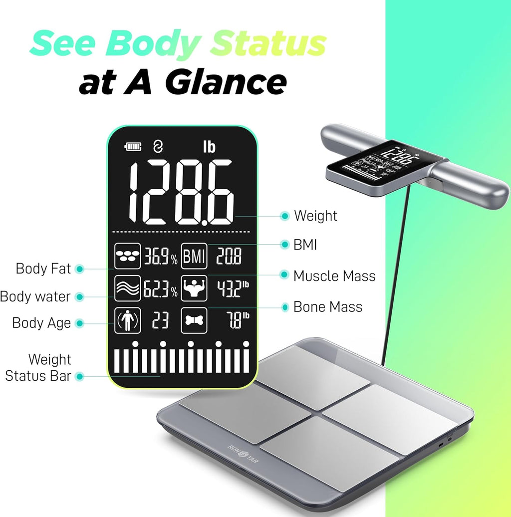 RunStar Smart Body Composition Scale with 8 Electrodes, BMI & Fat Measurement

