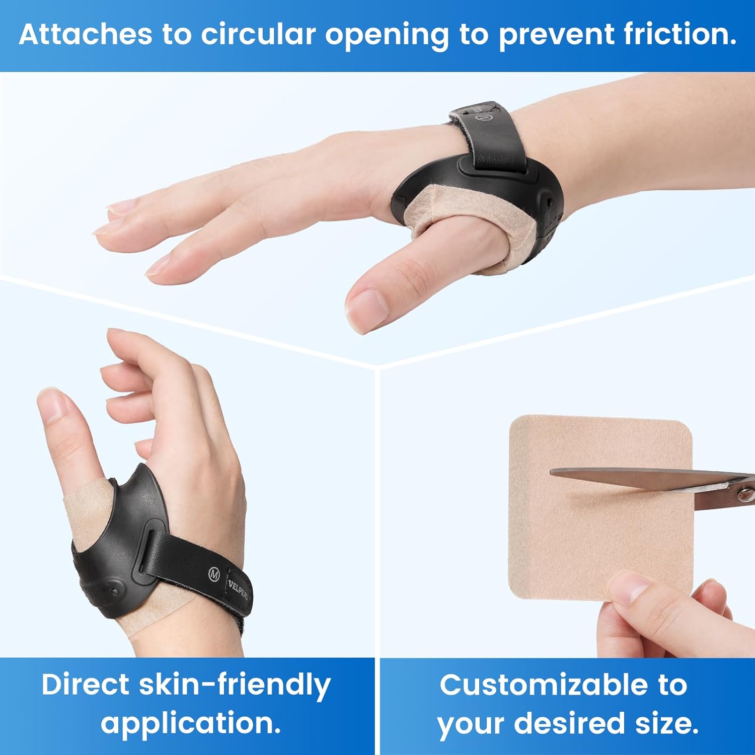 Velpeau CMC Thumb Brace Flexible NBR Rubber Thumb Stabilizer for Arthritis Support

