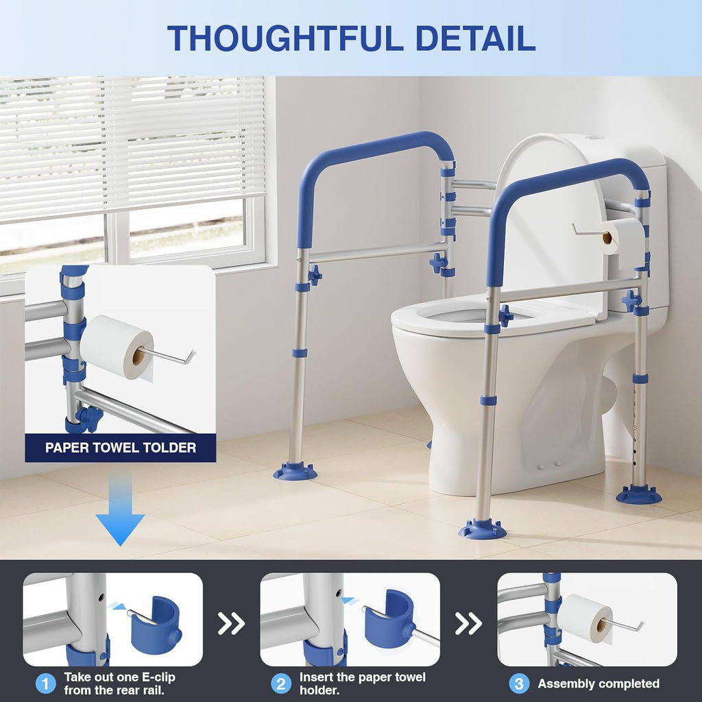 Loyoda Foldable Toilet Safety Rails for Seniors, Adjustable Frame, 350 lb Capacity

