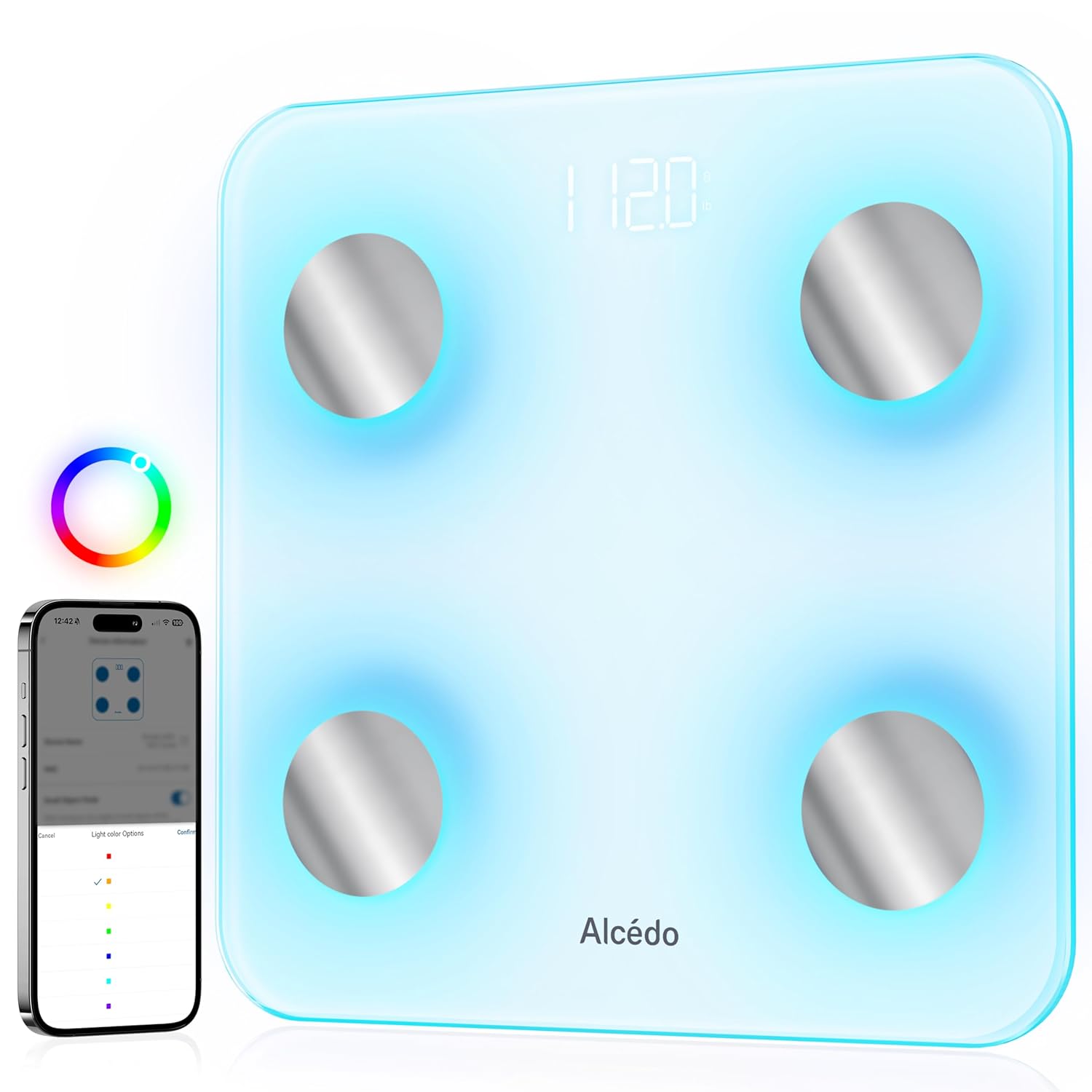 Alcedo Smart Body Fat Scale Digital with BMI, Muscle Mass, Bluetooth Weight Insights

