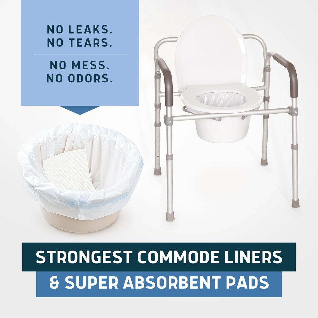 Lunderg Commode Liners with Absorbent Pads, Disposable Bedside Commode Pads

