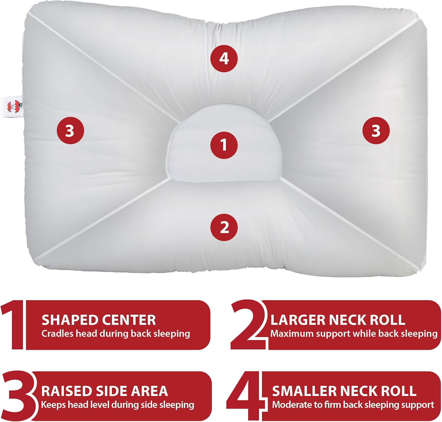 Core Products D-Core Cervical Support Pillow with Neck Roll, Firm Orthopedic

