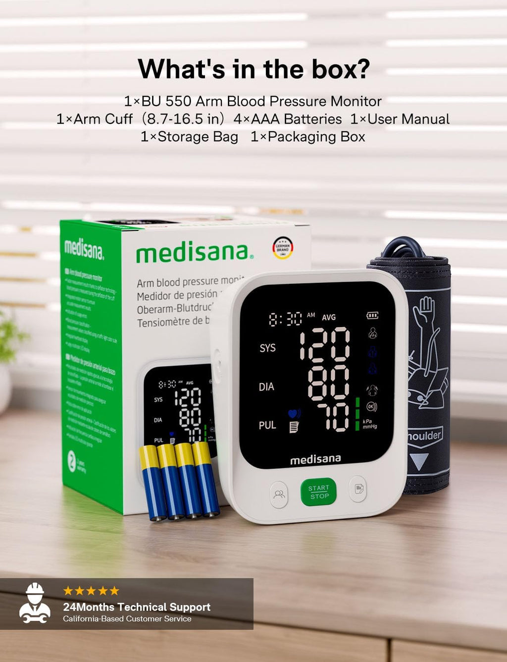 Medisana Automatic Upper Arm Blood Pressure Monitor, Large Cuff, Color Backlit Display

