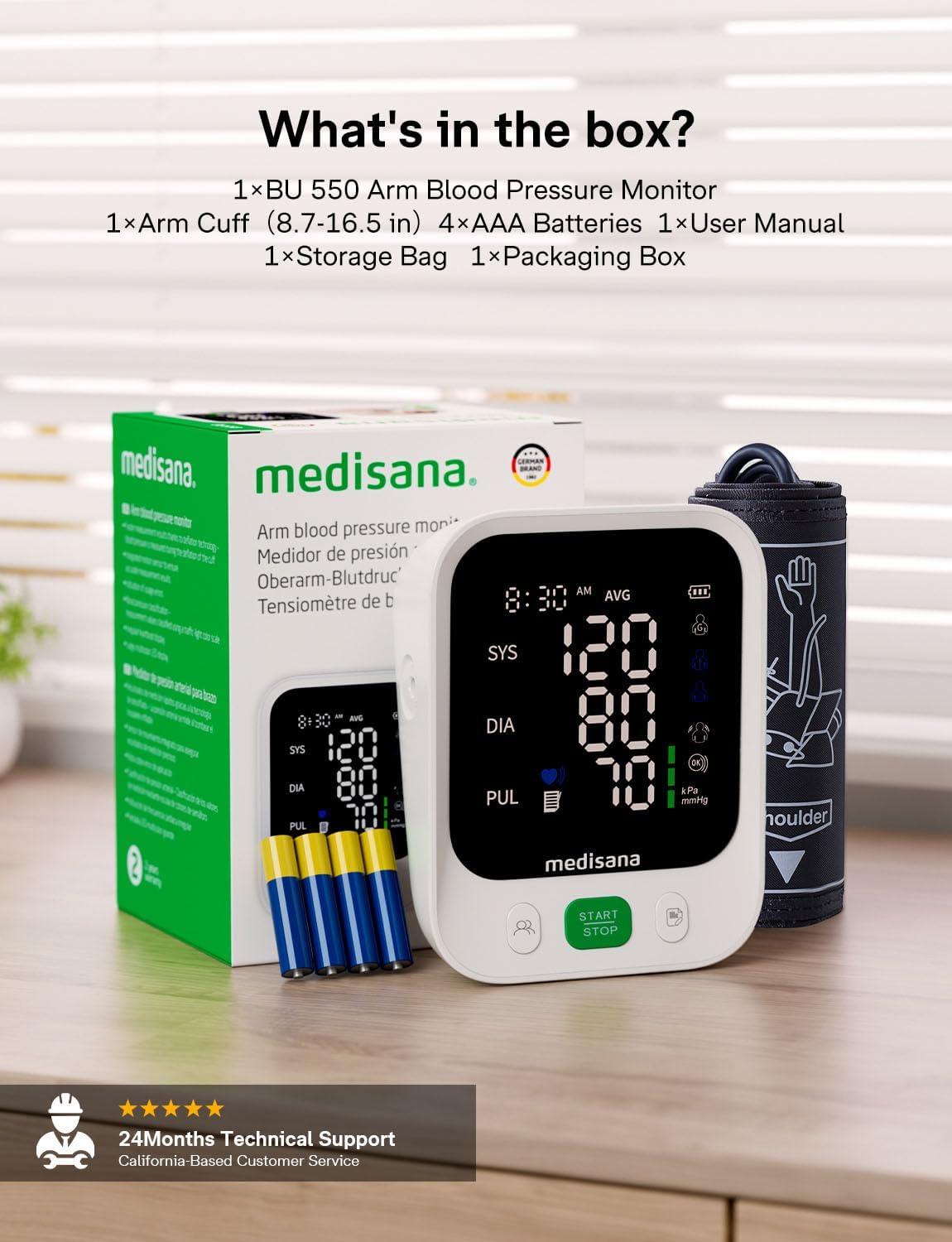 Medisana Automatic Upper Arm Blood Pressure Monitor, Large Cuff, Color Backlit Display

