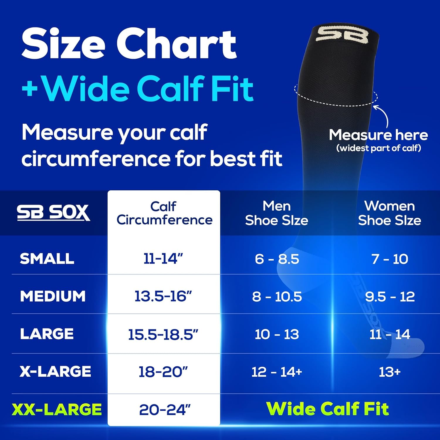 SB SOX 20-30mmHg Compression Socks for Men and Women, Graduated Calf Support

