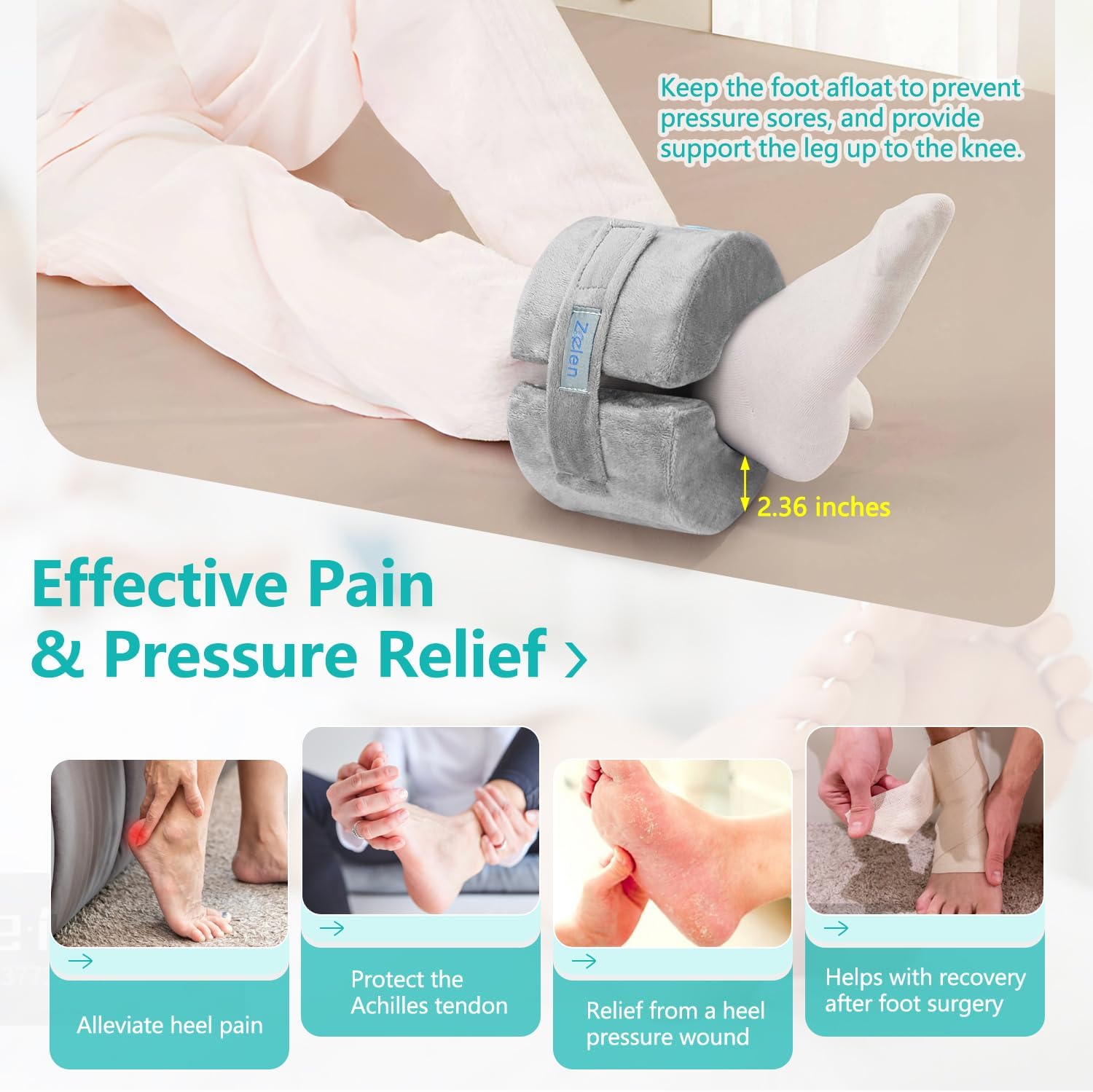 Zelen Foot Elevation Pillow Ankle Heel Wedge Support Cushion for Recovery

