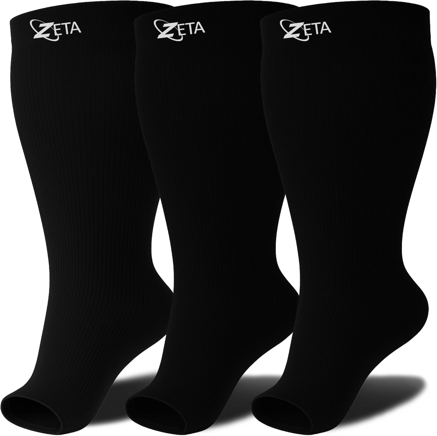 Zeta Wear Wide Calf Compression Socks Knee-High 15–19 mmHg Graduated Support

