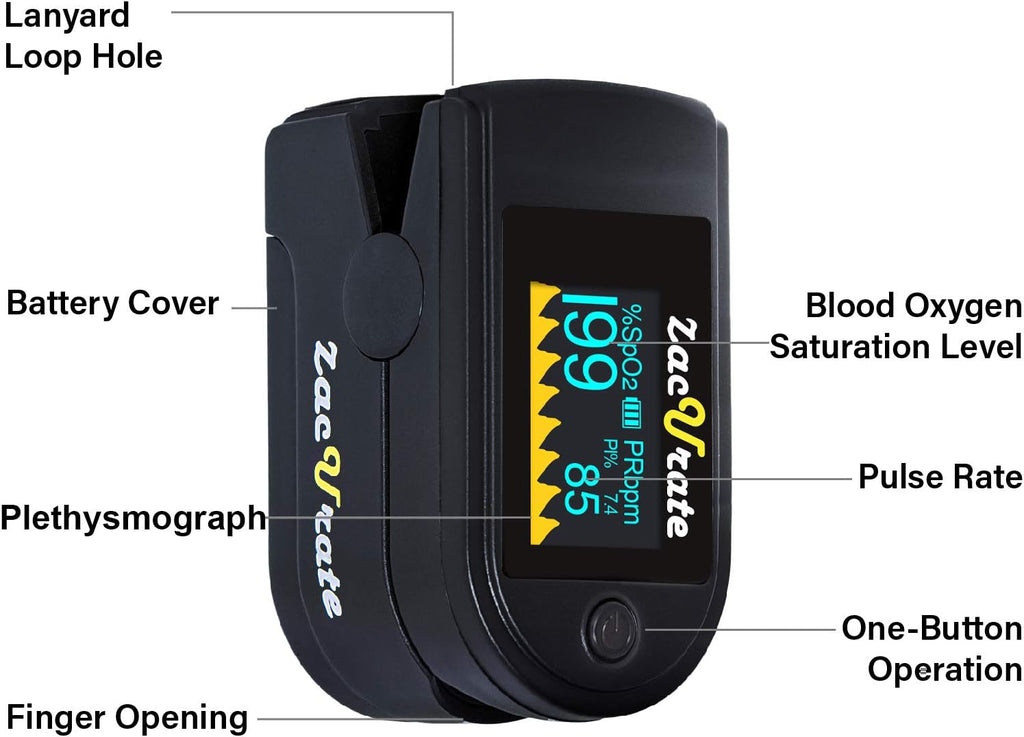 Zacurate 500C Elite Fingertip Pulse Oximeter with Silicon Cover, Batteries & Lanyard

