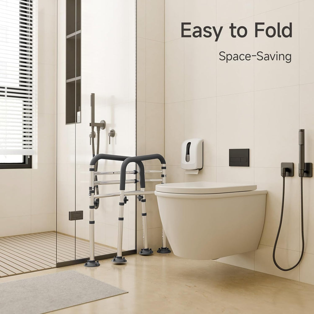 Loyoda Height-Adjustable Toilet Safety Rail with Padded Folding Handles

