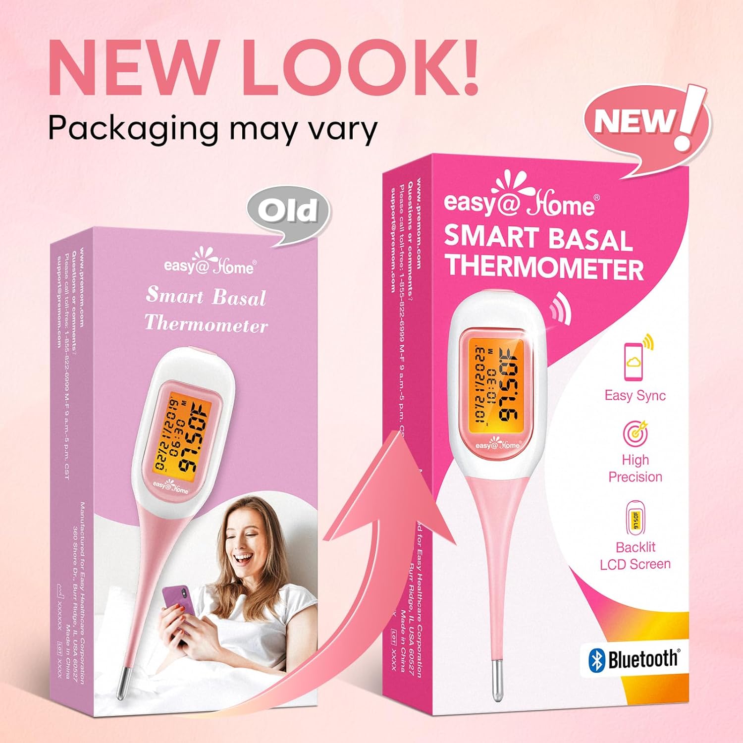 Easy@Home Smart Basal Thermometer Digital BBT Auto Sync with App and Backlit Screen

