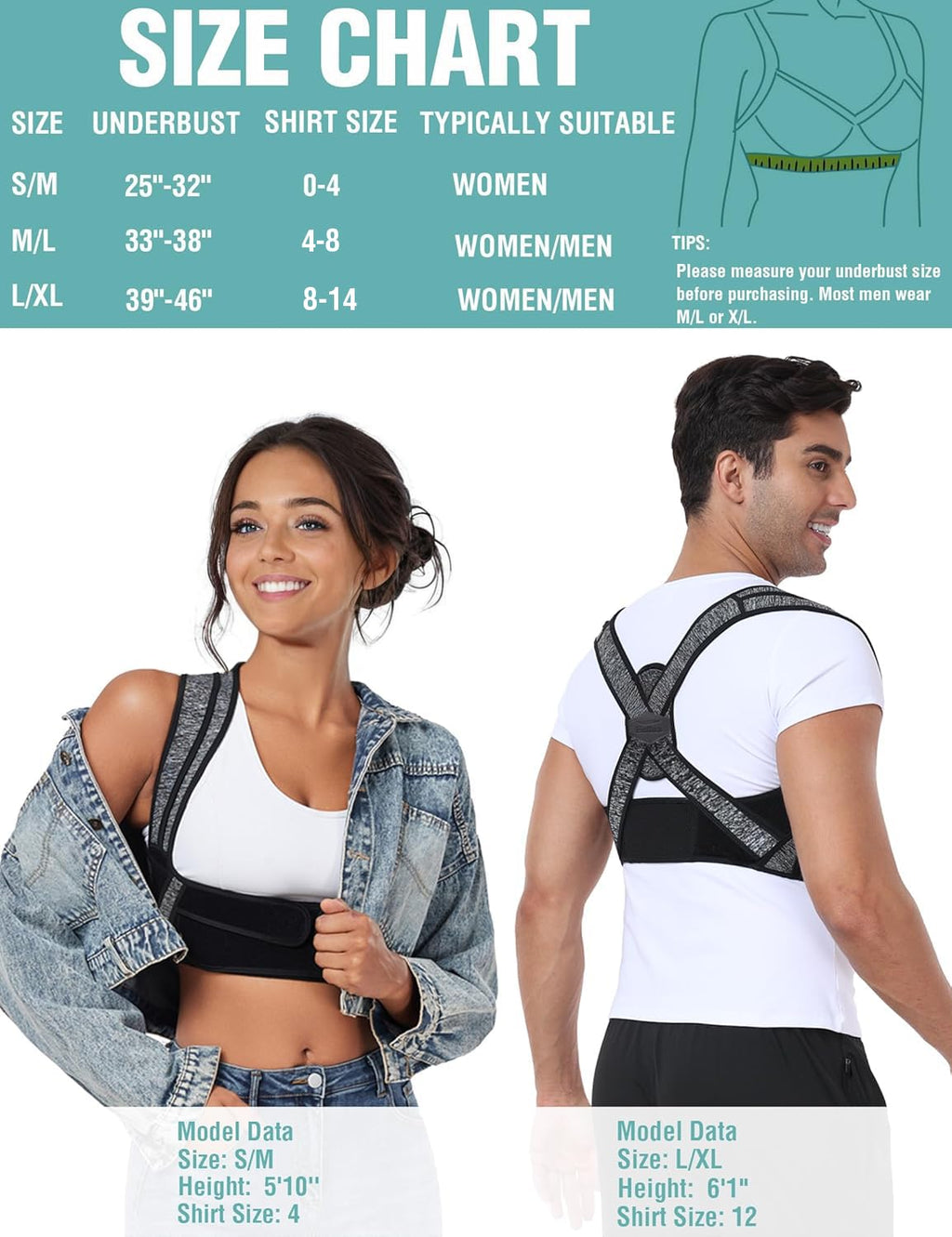 Unisex Bi-Strap Posture Corrector Back Brace for Upper Back Straightening

