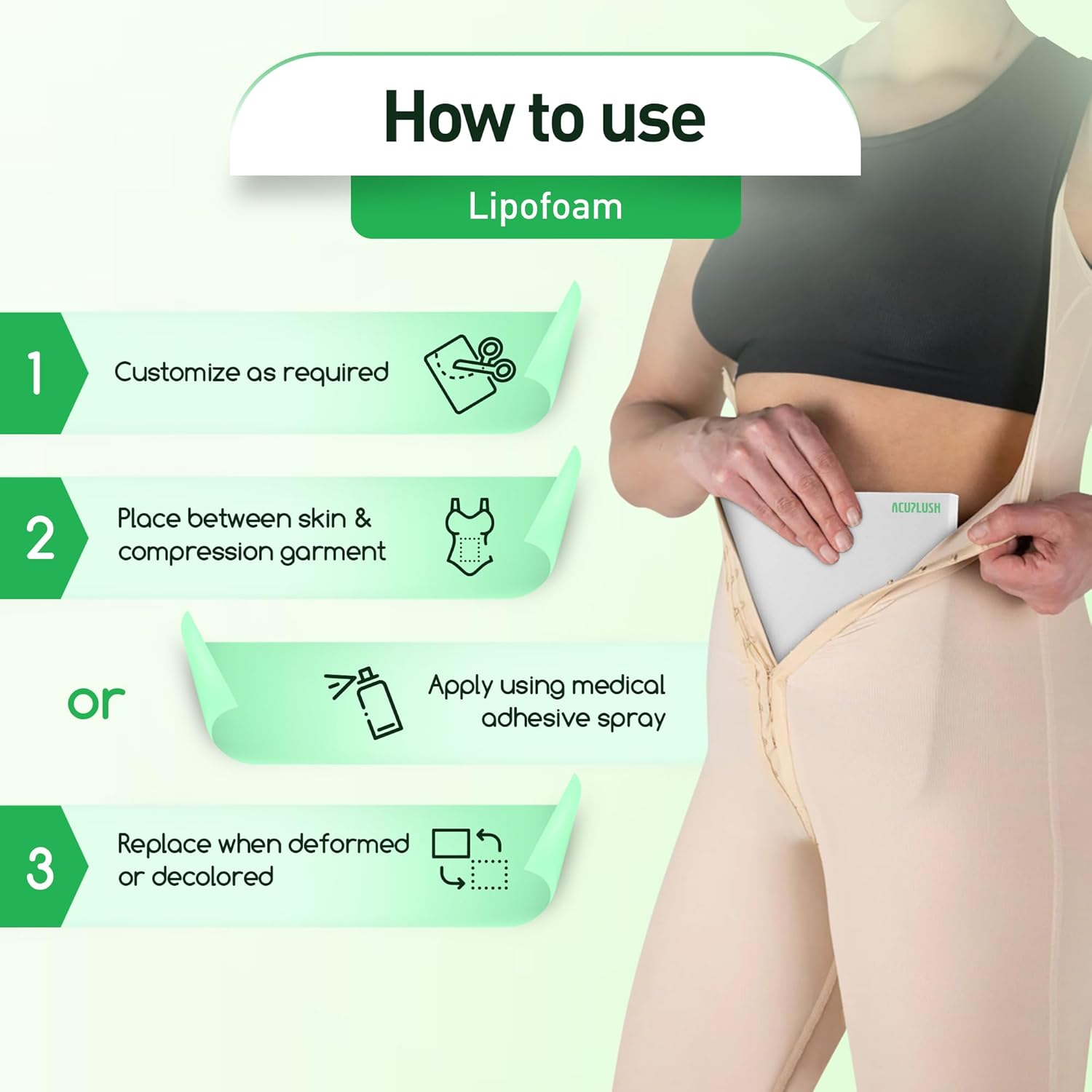 AcuPlush Lipo Foam Pads for Liposuction Recovery, Abdominal Support Board 8x11

