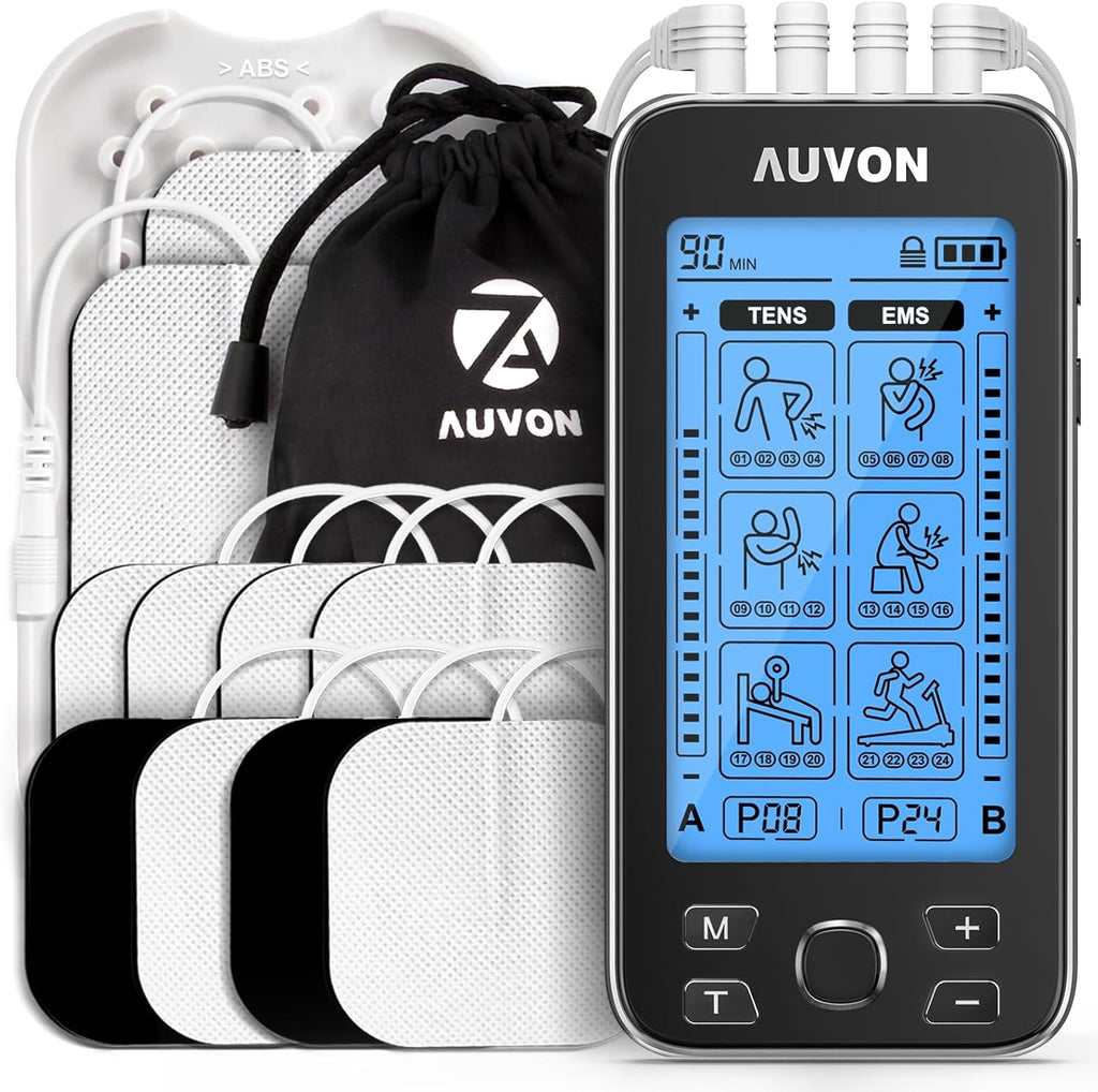 AUVON 4-Channel TENS and EMS Unit for Pain Relief Muscle Stimulation


