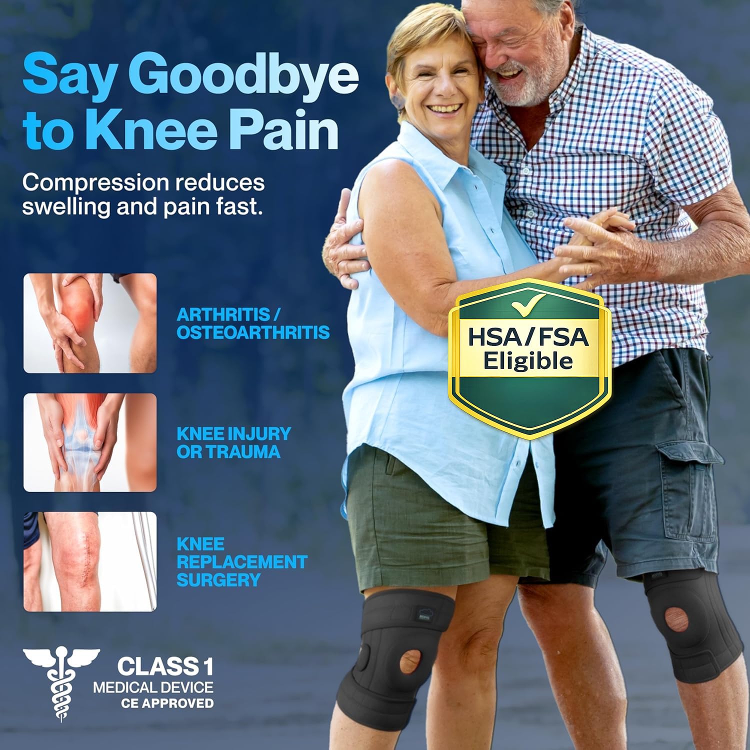 Modvel Elite Knee Brace with Patella Gel Pads and Side Stabilizers for ACL Support

