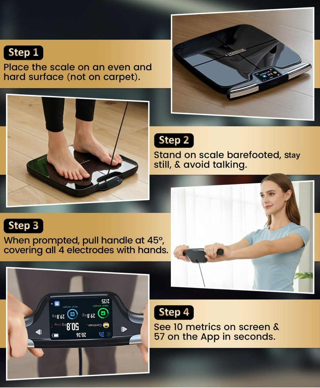 Homerz Smart Body Composition Scale with 57 Metrics, 8-Electrode, TFT Display

