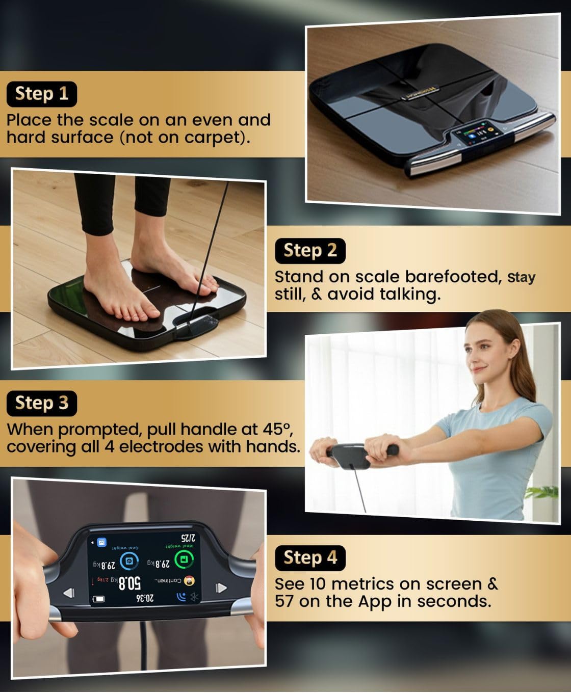 Homerz Smart Body Composition Scale with 57 Metrics, 8-Electrode, TFT Display

