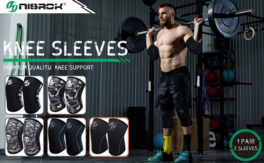 Nisrok 7mm Neoprene Compression Knee Sleeves, Knee Braces for Support


