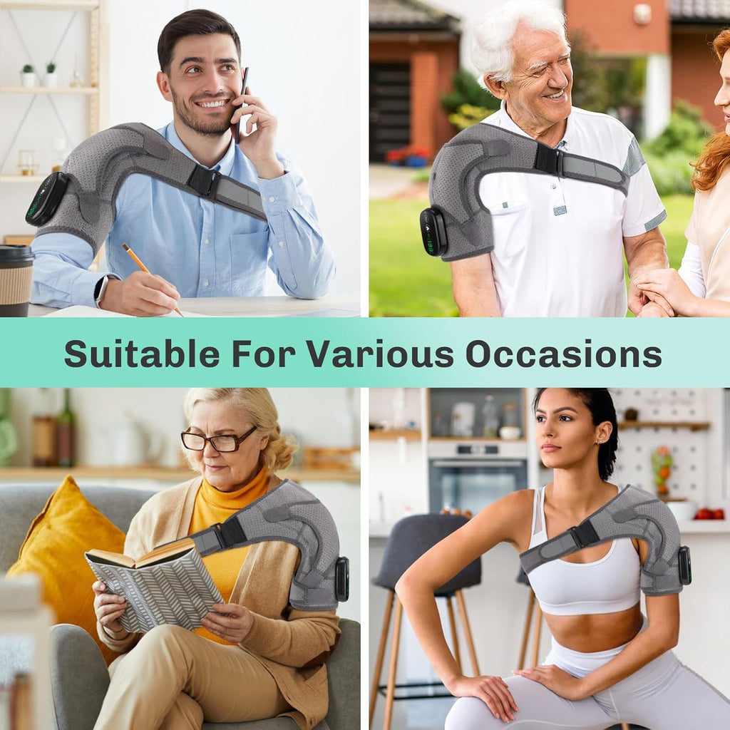 Cordless Shoulder Heating Pad with Massage for Rotator Cuff Pain, Rechargeable Battery

