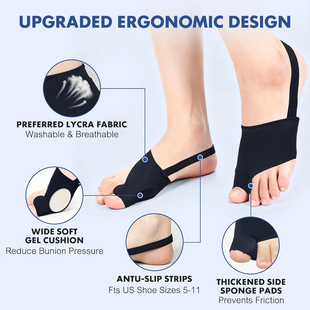 QCCL Bunion Corrector for Big Toe, Hallux Valgus Gel Cushion with Anti-Slip Pads

