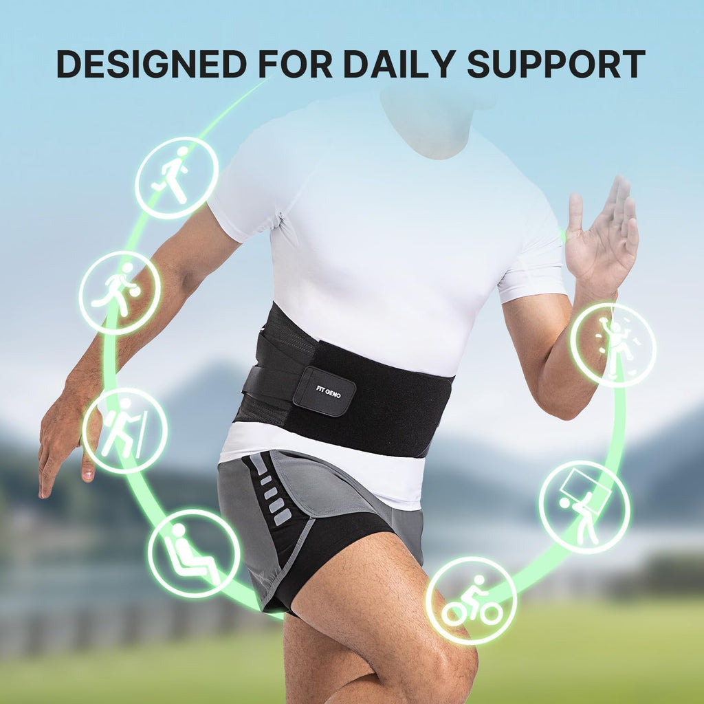 Fit Geno Adjustable Lumbar Support Back Brace for Lower Back Pain Relief, Breathable

