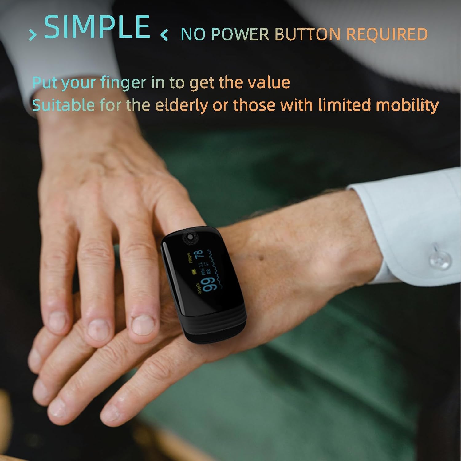 Fingertip Pulse Oximeter with Respiration Rate, OLED Display, Heart Rate, PI & RR

