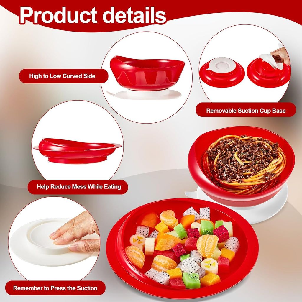 Hushee Adaptive Spill Proof Scoop Bowl and Plate Set with Suction Base

