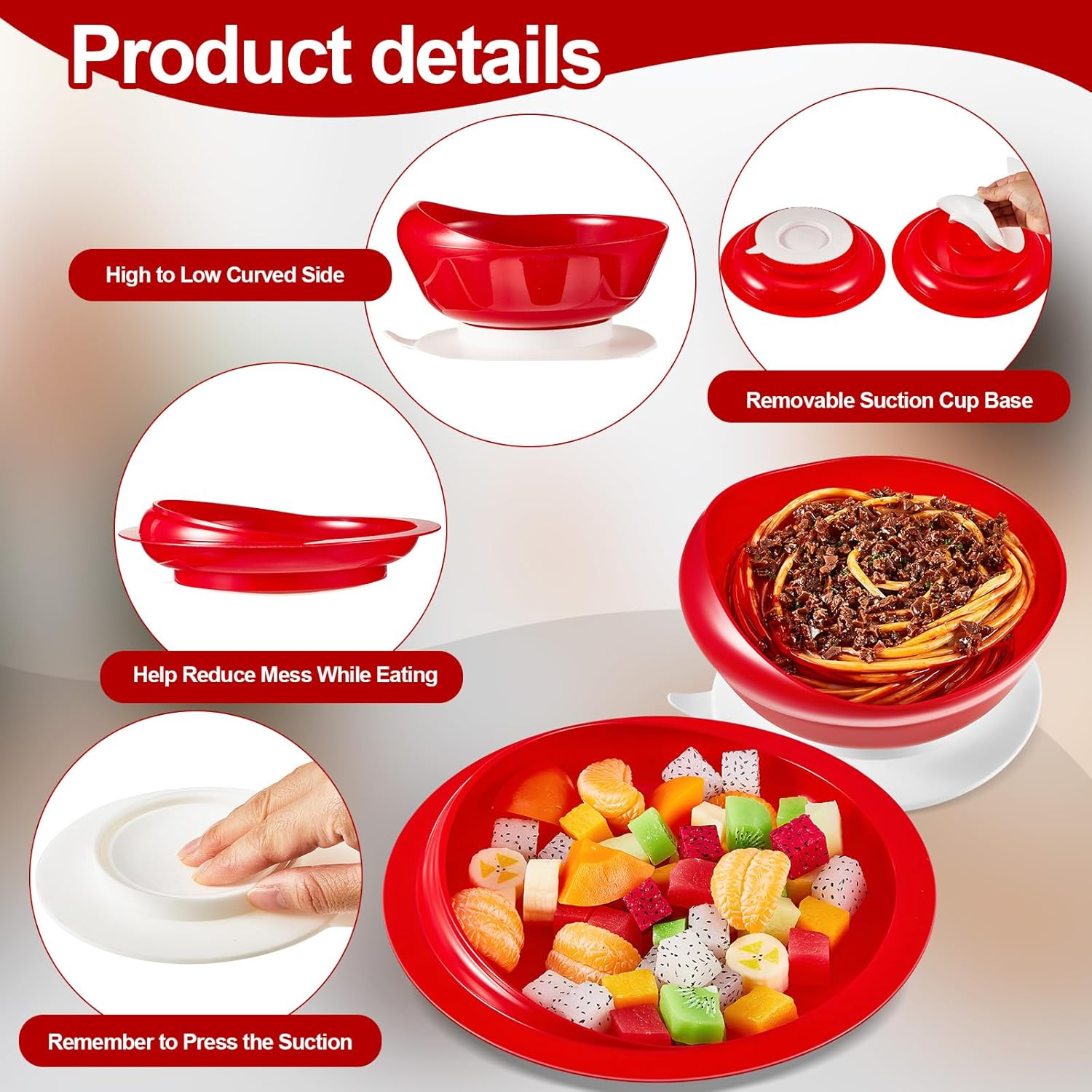 Hushee Adaptive Spill Proof Scoop Bowl and Plate Set with Suction Base

