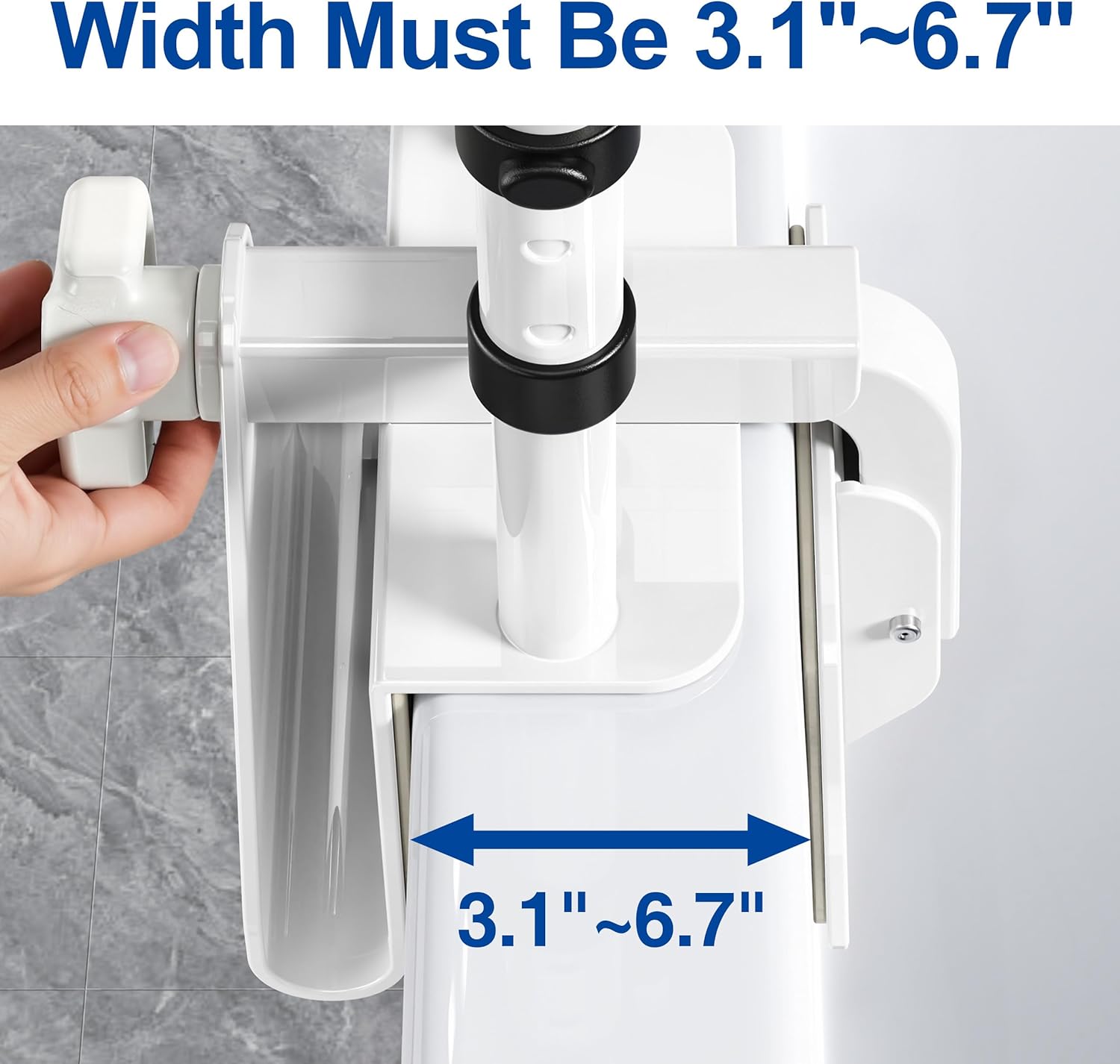 Adjustable Bathtub Safety Rail Clamp-On Shower Grab Bar, Non-Slip Dual Handles

